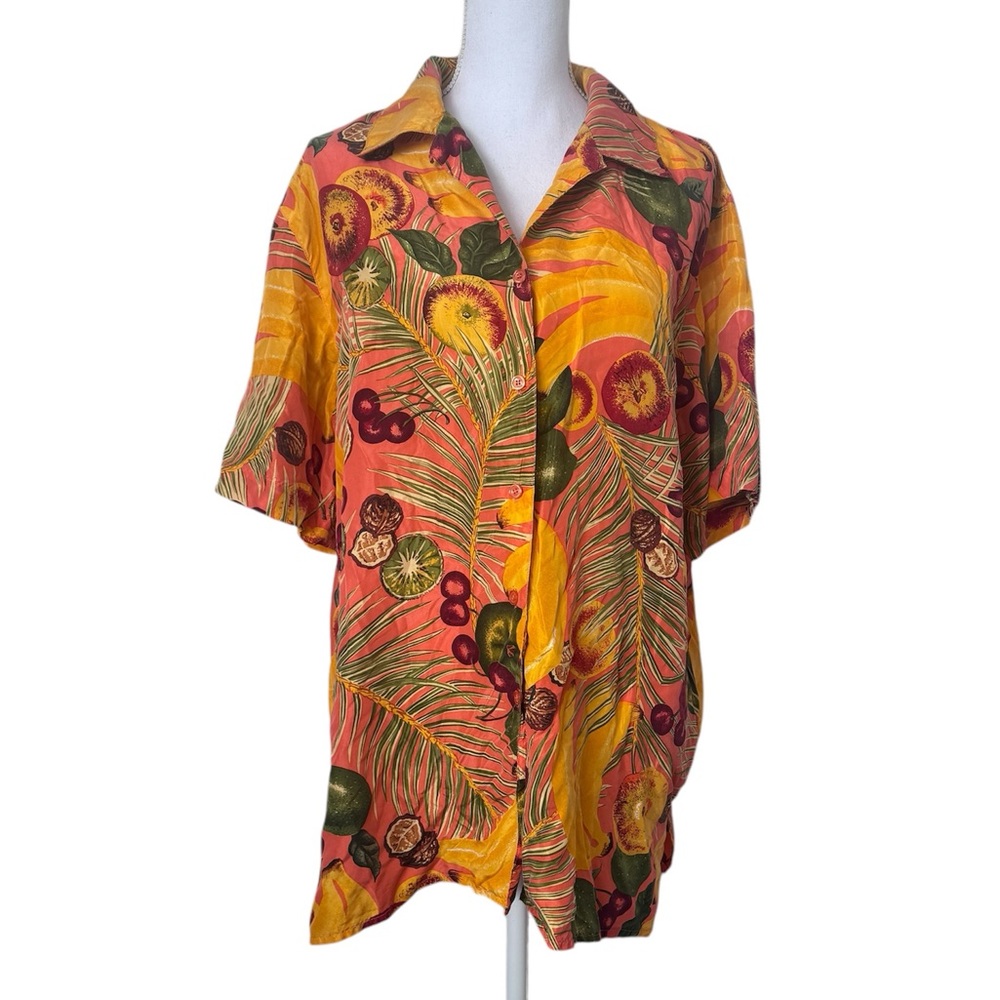 Street Styles by Elisabeth Liz Claiborne VTG Hawaiian Silk Fruit Tropical